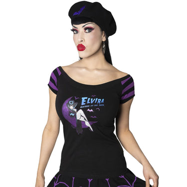 Elvira Moon Crescent Glitter Shoulder Top - Kreepsville